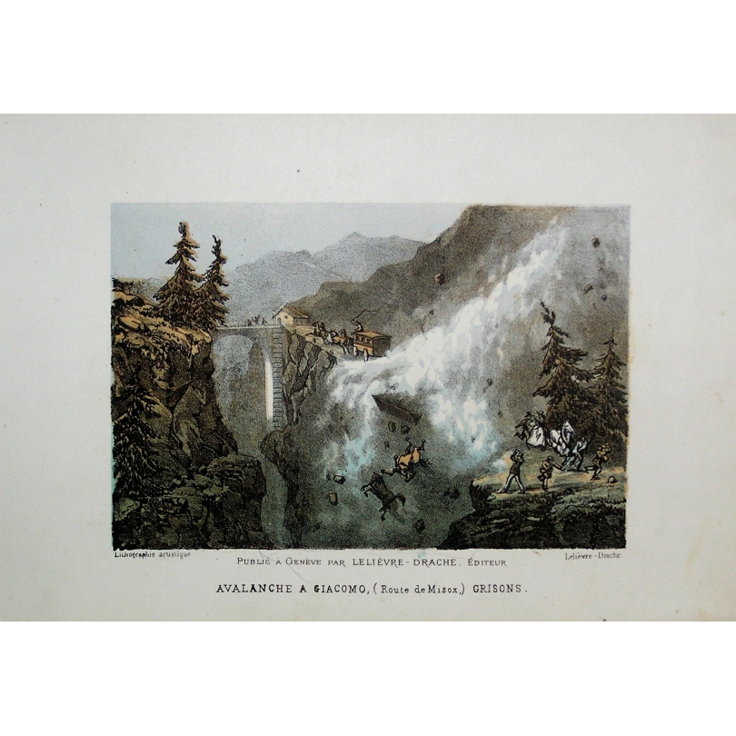 Gravure coloriée Avalanche a Giacomo 