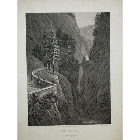Engraving "Via Mala" by WINTERLIN at Moinat SA – Antiques and decorative items – Engravings, lithographs
