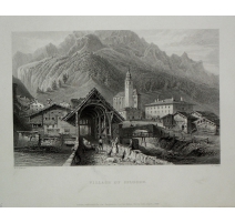 Gravure Village of Splugen de BARTLETT