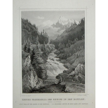 Stich „Der erste Rheinfall“ von Moinat SA – Antiquitäten und Dekoration – Stiche, Lithografien