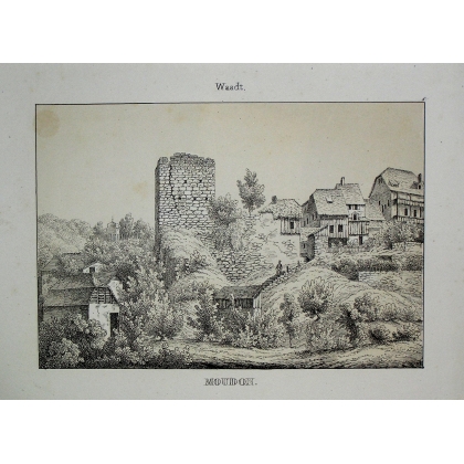 Engraving ‘Moudon’ by Moinat SA – Antiques and decorative items – Engravings, lithographs