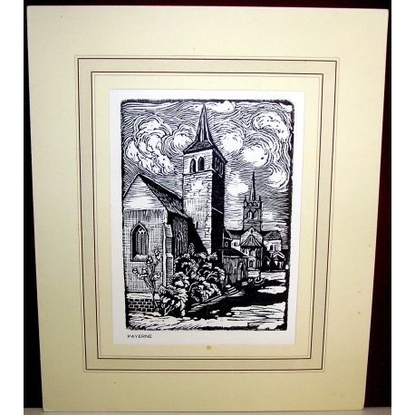 Engraving ‘Payerne’ by Moinat SA – Antiques and decorative items – Engravings, lithographs