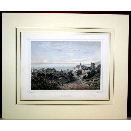 Radierung „Neuchâtel“ von KOEHLER bei Moinat SA – Antiquitäten und Dekorationsgegenstände – Radierungen, Lithografien