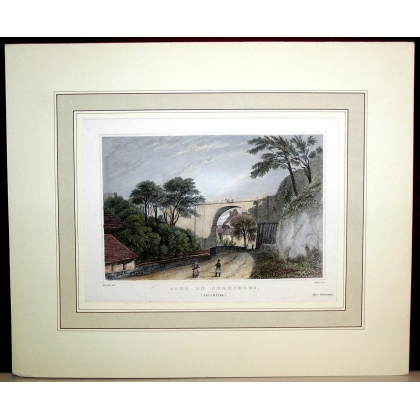 Radierung „Pont de Serrieres“ von GIRARD auf Moinat SA – Antiquitäten und Dekoration – Radierungen, Lithografien