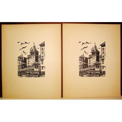 6-teilige Serie mit Stichen „Altes Lausanne“ von Moinat SA – Antiquitäten und Dekorationsartikel – Stiche, Lithografien