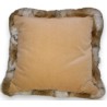 Beige velvet cushion with faux lynx trim at  Moinat SA  - Antiques and home décor