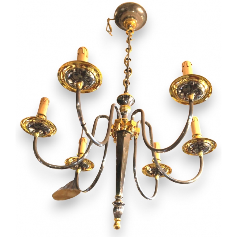 Gilded brass Directoire-style chandelier by Moinat SA – Antiques and home décor