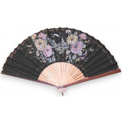 Eventail en bois, décor \"Mont Fuji\"