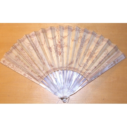Louis XVI mother-of-pearl fan, signed ‘Moinat SA’ – Antiques and decorative items