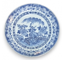 Assiette en porcelaine chinoise bleu et