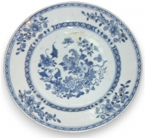 Assiette en porcelaine bleu blanc