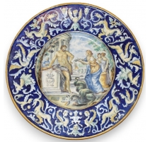 Grande assiette faïence Majolique,