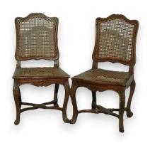 Pair of Régence chairs, caned.