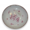 Assiette porcelaine, décor rose, creuse