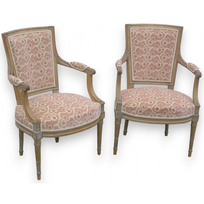 Paire de fauteuils Louis XVI laqués.