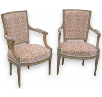 Paire de fauteuils Louis XVI laqués.