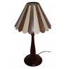 Lampe en acajou avec abat jour rayé