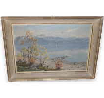 Tableau "Vue du Lac" signée DE MADELIN
