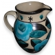 Pichet fleurs turquoises signé NOVERRAZ