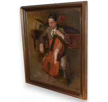 Huile sur toile "Violoncelliste" signé LATOUR