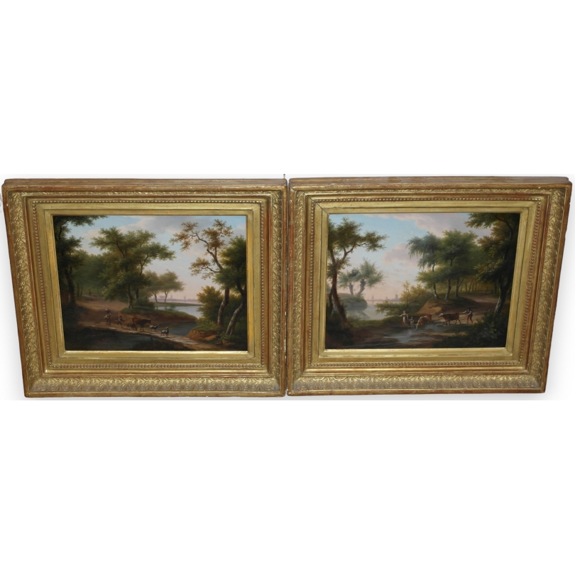 Paintings | Pair of oil-on-canvas paintings entitled ‘Berger’, signed Moinat SA  – Antiques and home décor