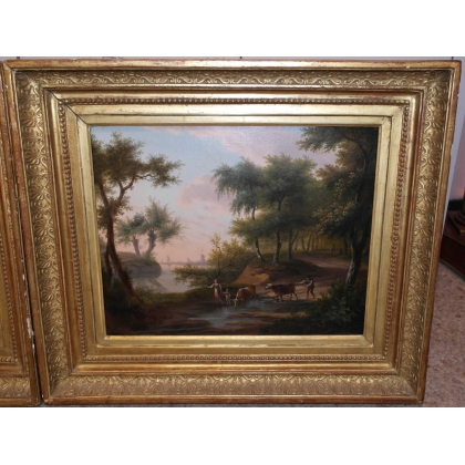 Paintings | Pair of oil-on-canvas paintings entitled ‘Berger’, signed Moinat SA  – Antiques and home décor