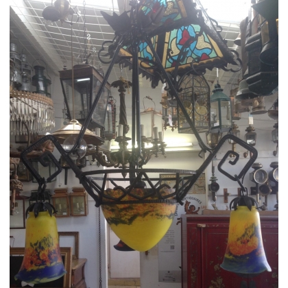 1900s wrought-iron and plaster chandelier by Moinat SA – Antiques and home décor