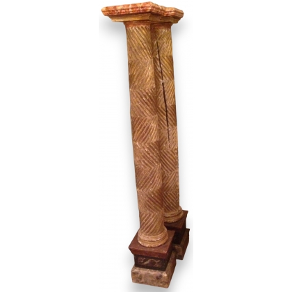  Paire de colonnes en bois sculpté, faux sur  Moinat SA  - Antiquités décoration
