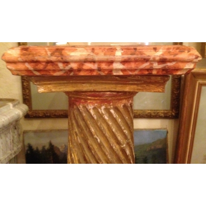  Paire de colonnes en bois sculpté, faux sur  Moinat SA  - Antiquités décoration