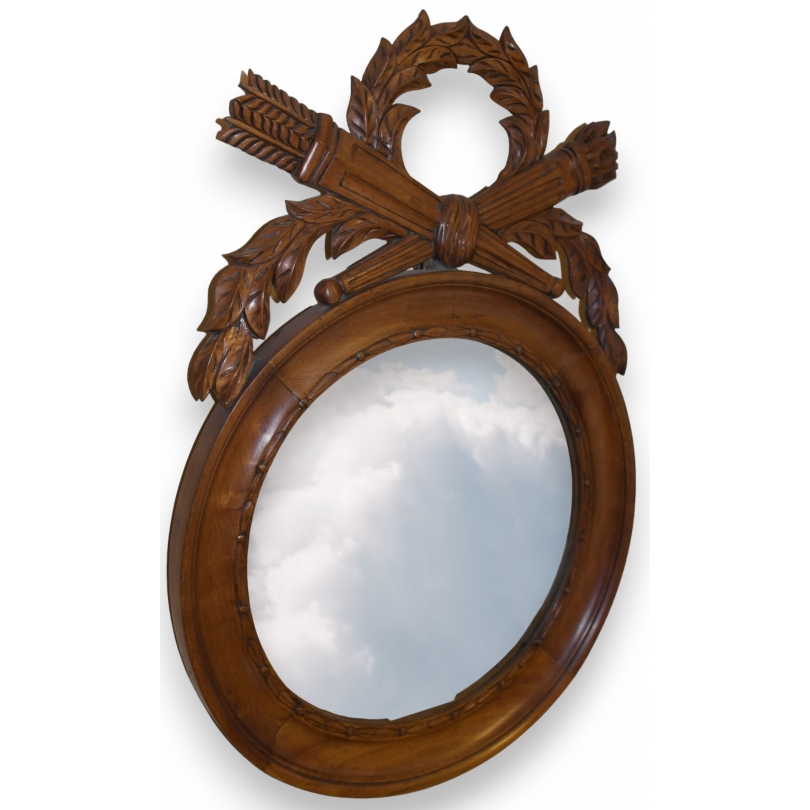  Miroir rond en chêne sur  Moinat SA  - Antiquités décoration