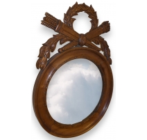 Miroir rond en chêne