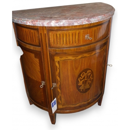 Commode demi-lune style Louis XVI en sur  Moinat SA  - Antiquités décoration
