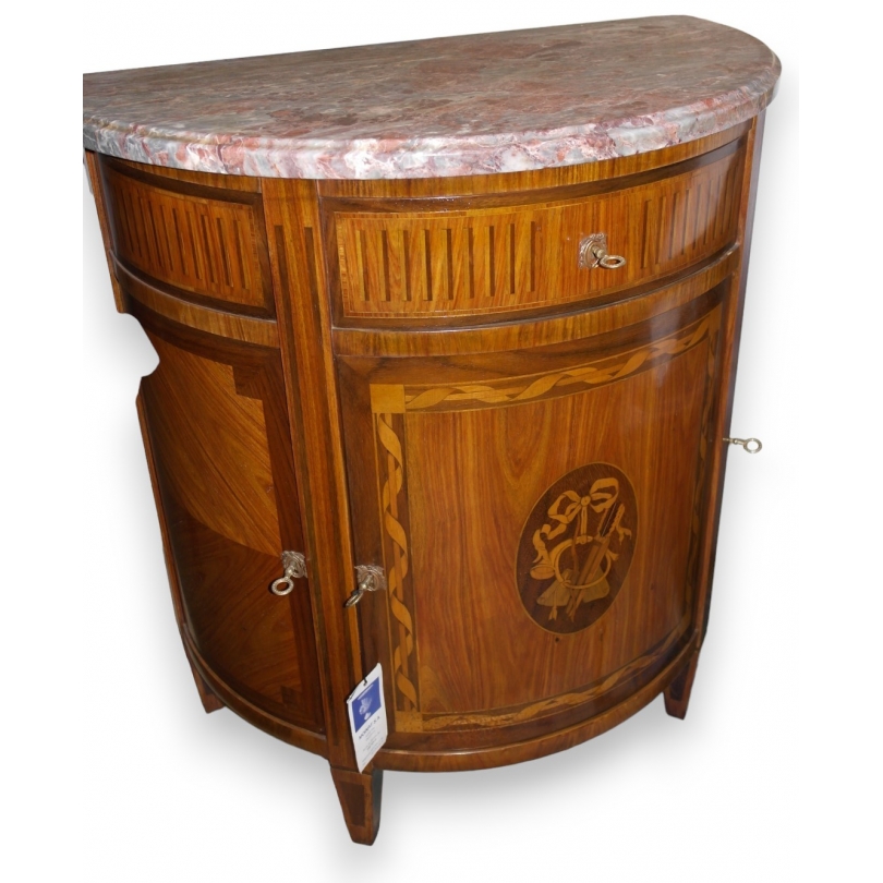  Commode demi-lune style Louis XVI en sur  Moinat SA  - Antiquités décoration