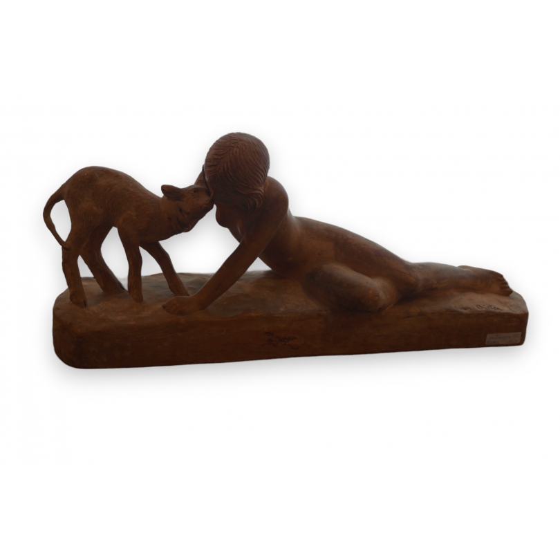 Terracotta \"Jeune fille au chevreau\"