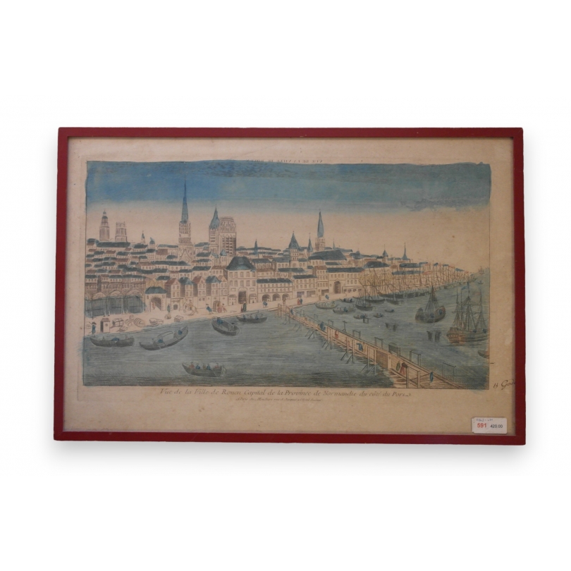 Gravure "Vue de la ville de Rouen"