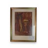 Gouache "Bouteille et verre" signée F.  sur Moinat SA  - Antiquités décoration -  Gouaches, Aquarelles, Pastels