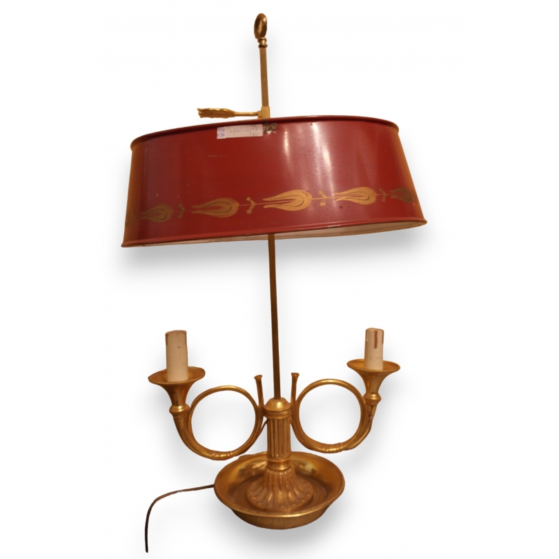 Lampe bouillotte avec abat-jour rouge sur  Moinat SA  - Antiquités décoration