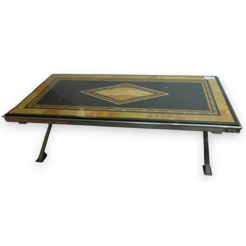  Table basse, piétement inox et dessus sur  Moinat SA  - Antiquités décoration