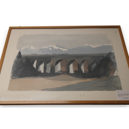 Aquarelle "Pont d'Allaman" signée par  sur Moinat SA  - Antiquités décoration -  Gouaches, Aquarelles, Pastels