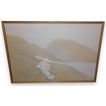 Huile sur toile \"Gulf of Epidauros\" signé THERESA