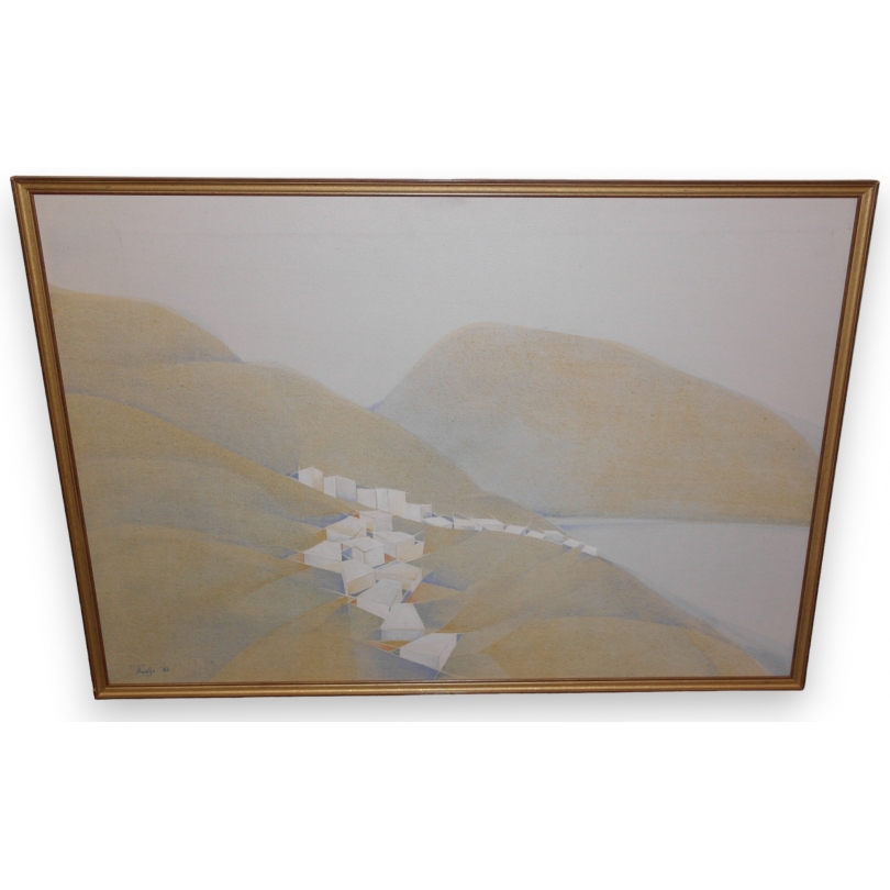 Huile sur toile "Gulf of Epidauros" signé THERESA