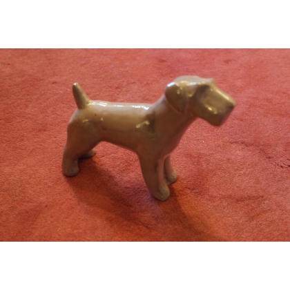 Chien en terre cuite beige, Poterie du Léman