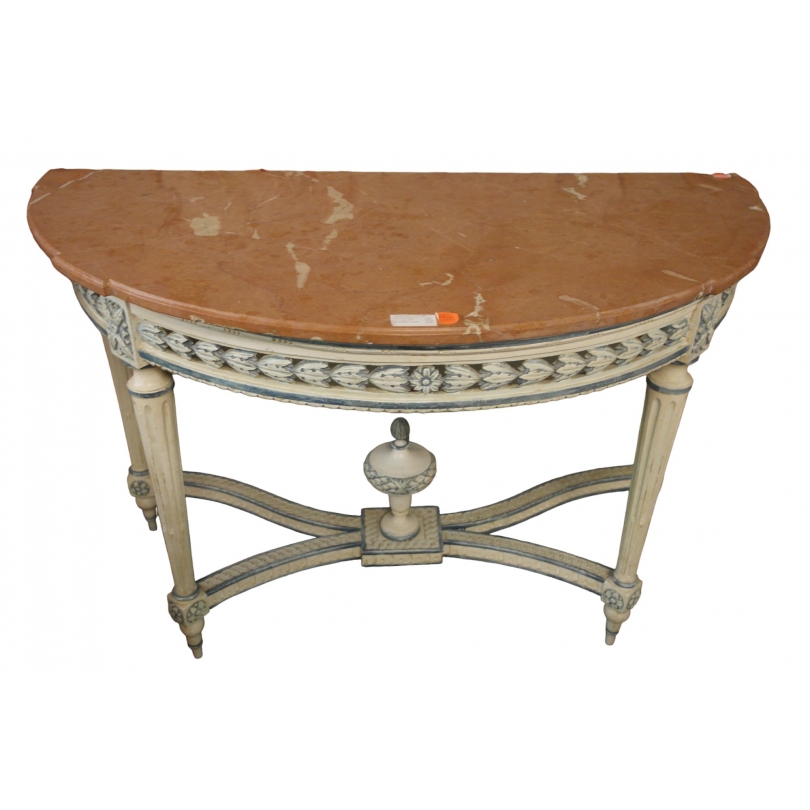 Console Louis XVI laquée bois sculpté,