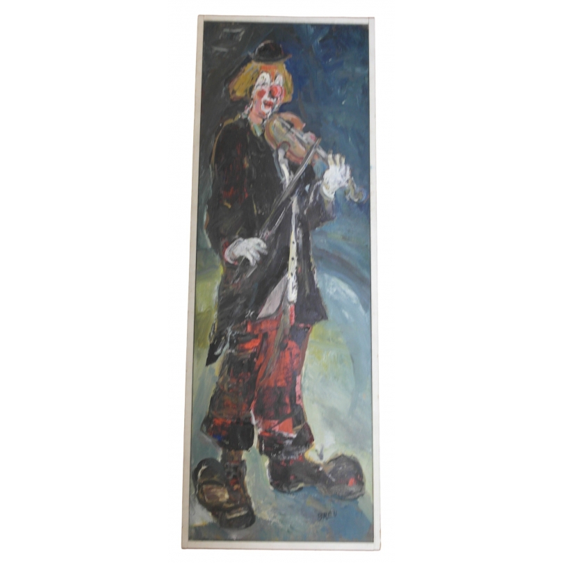 Paintings | Oil on panel, ‘Clown’, signed BREU Moinat SA  – Antiques and home décor