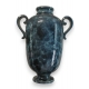 Vase Art Déco en faïence émaillé bleuté