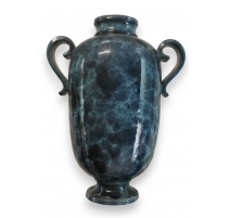 Vase Art Déco en faïence émaillé bleuté