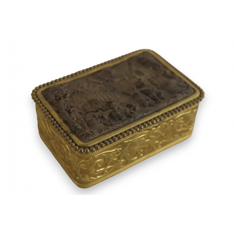 Brass ‘Village Festival’ box by Moinat SA – Antiques and home décor