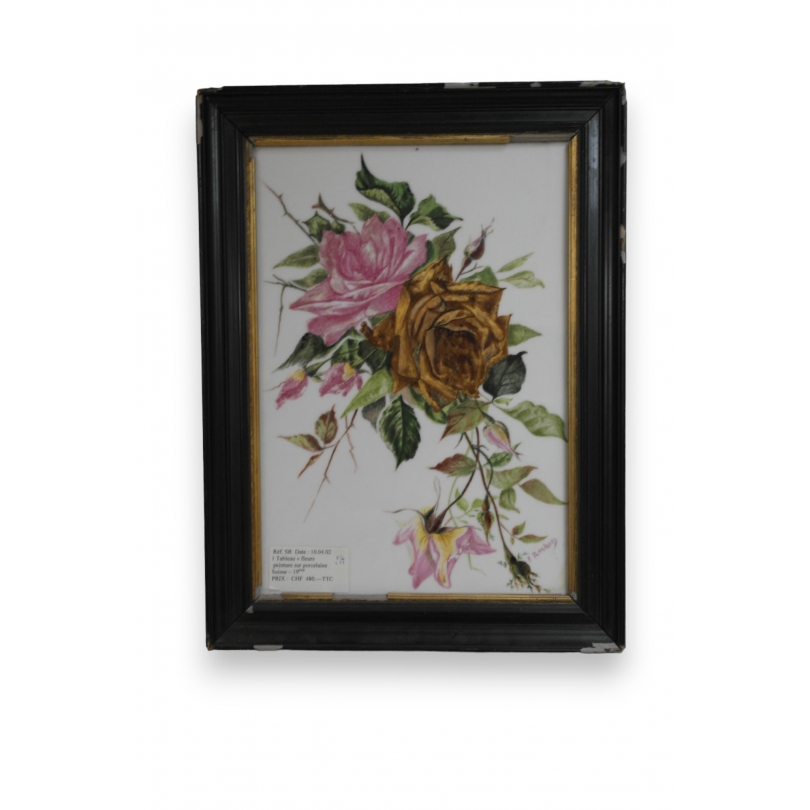 Tableau "Fleurs" sur porcelaine