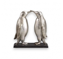 Bronze "Couple de pingouins" argenté