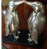 Bronze \"Couple de pingouins\" argenté